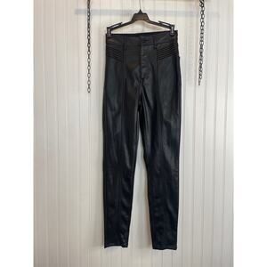 Express Black Super High Waisted Faux Leather Moto Skinny Pant Womens Size 0